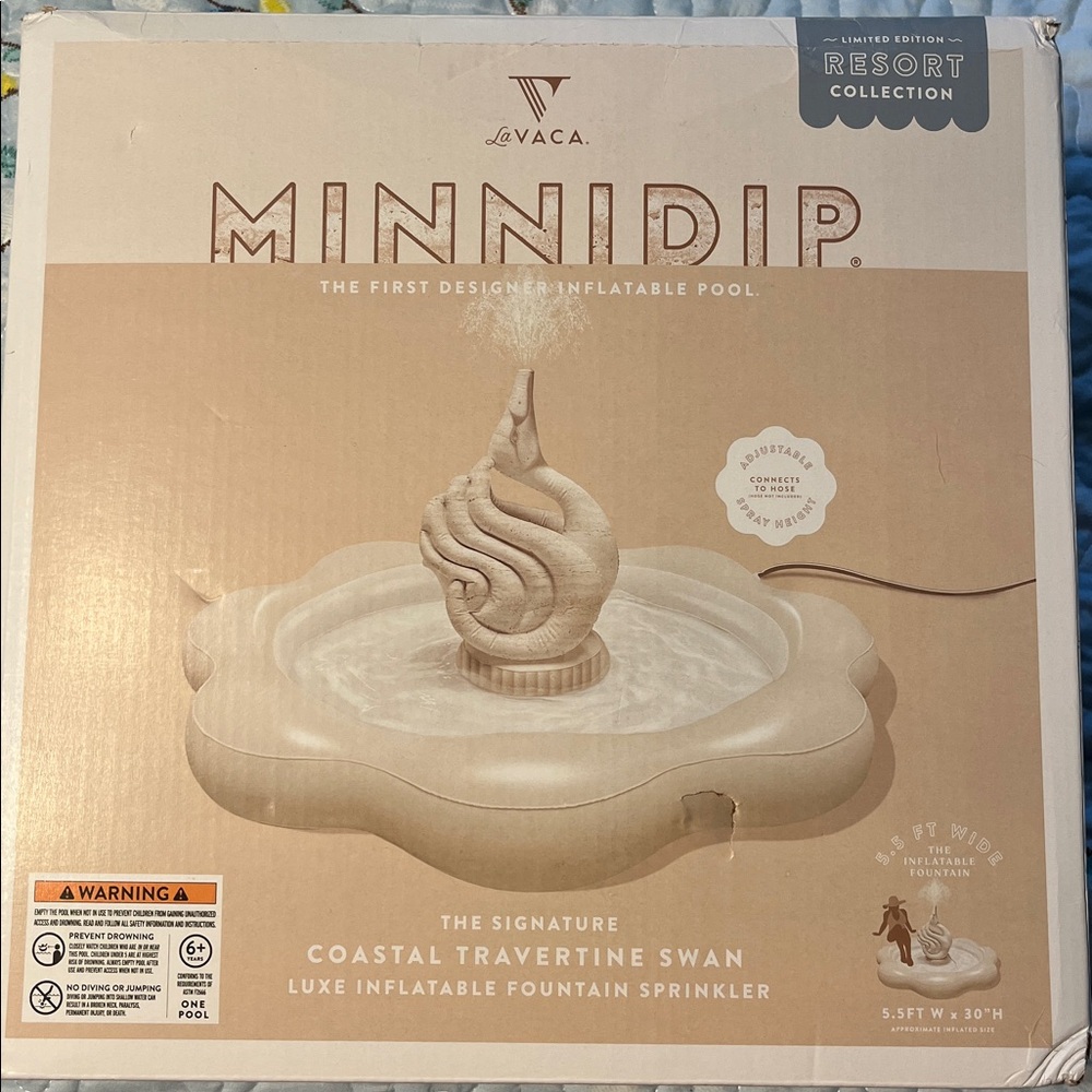 Minnidip Coastal Travertine Swan Inflatable Pool. First Designer Inflatable Pool